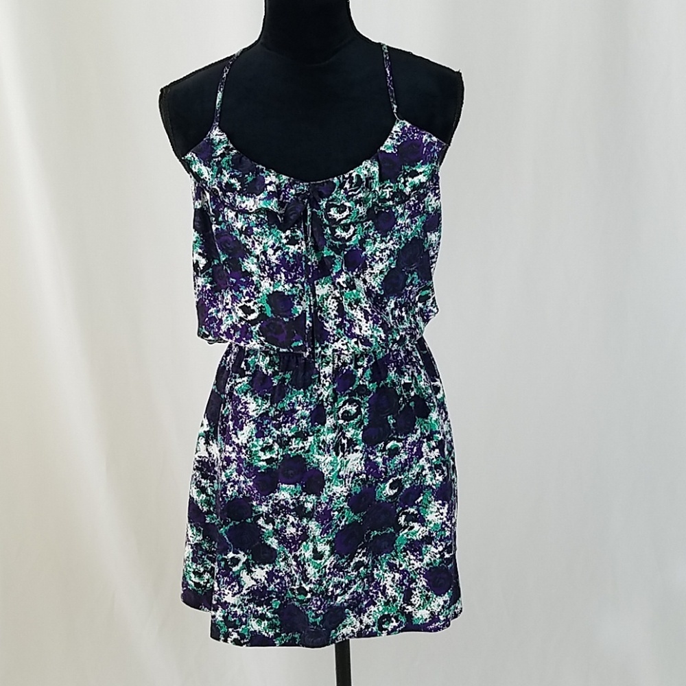 Parker women S sleeveless silk dress ruffles knee length smocked waist romantic